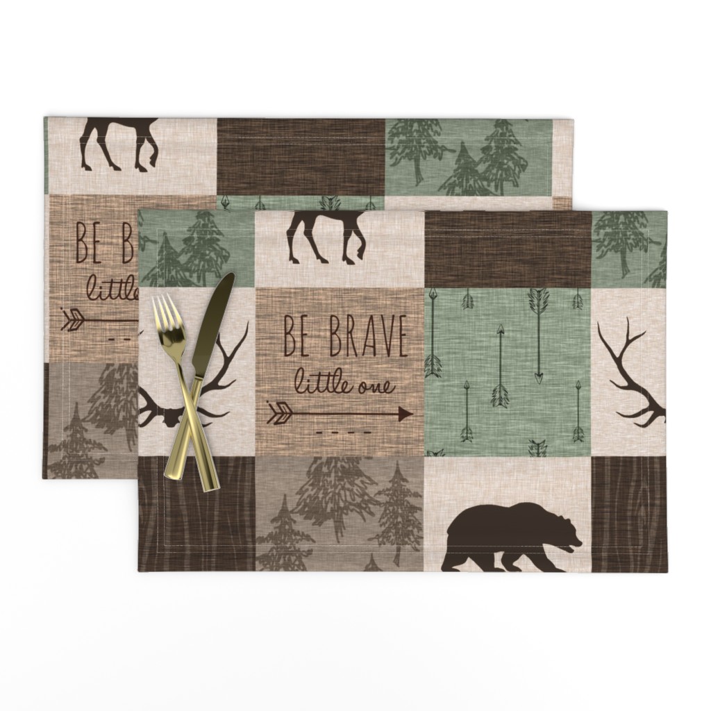 Be Brave Quilt - green and brown - little one - woodland