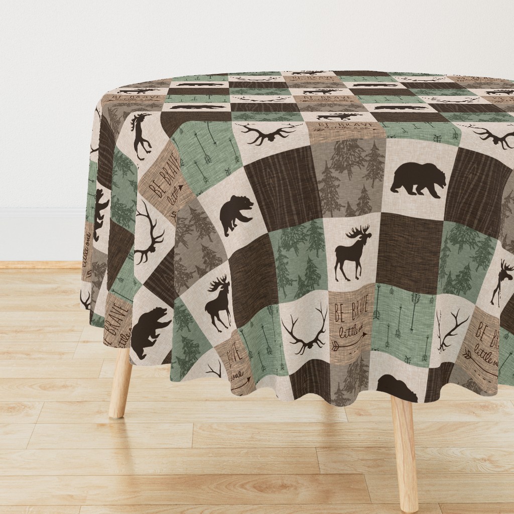 Be Brave Quilt - green and brown - little one - woodland