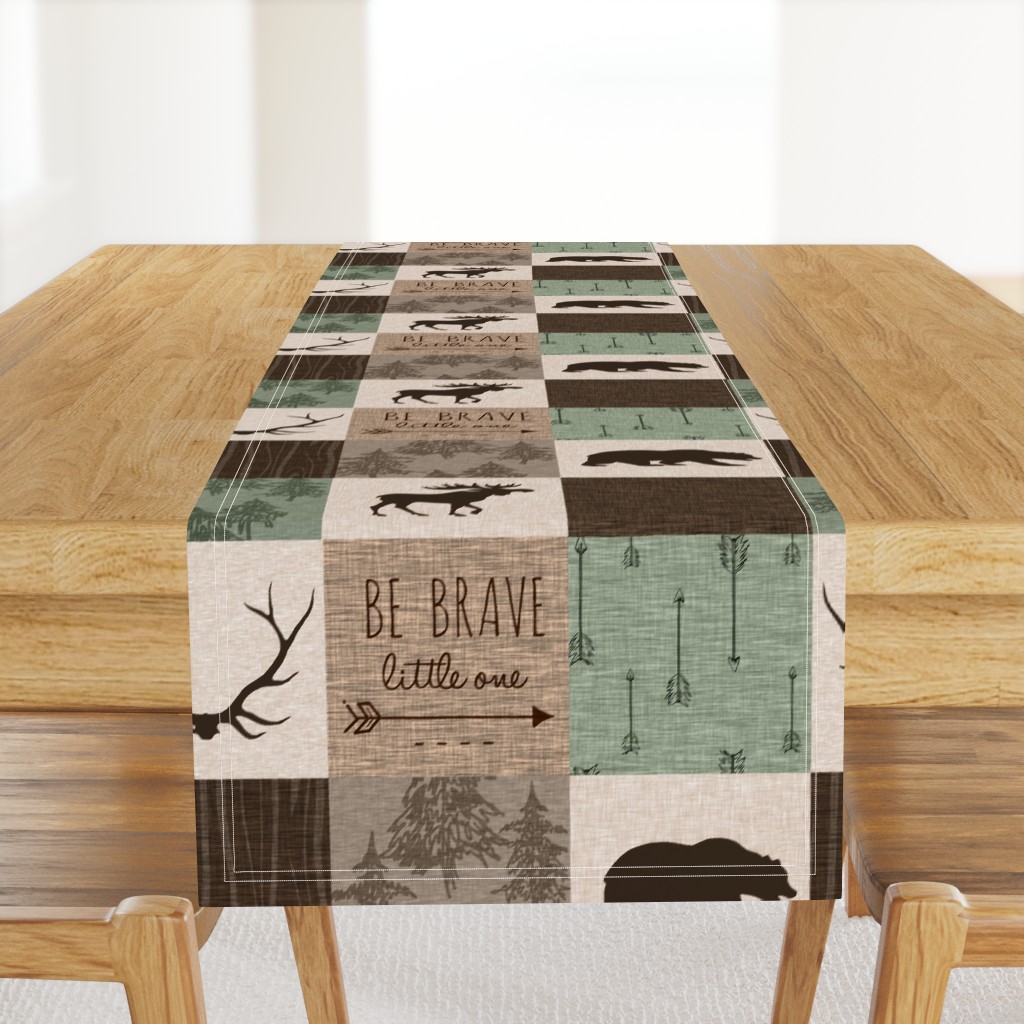 Be Brave Quilt - green and brown - little one - woodland