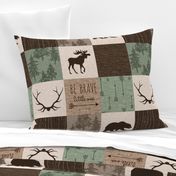 Be Brave Quilt - green and brown - little one - woodland