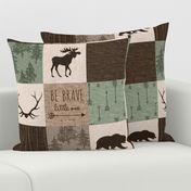 Be Brave Quilt - green and brown - little one - woodland