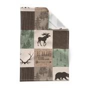 Be Brave Quilt - green and brown - little one - woodland