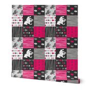 3" Horse Quilt - Fuchsia, Black, And Grey