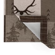 Man Quilt - Hunting - Orange, Rust, Brown - bear, moose, antlers