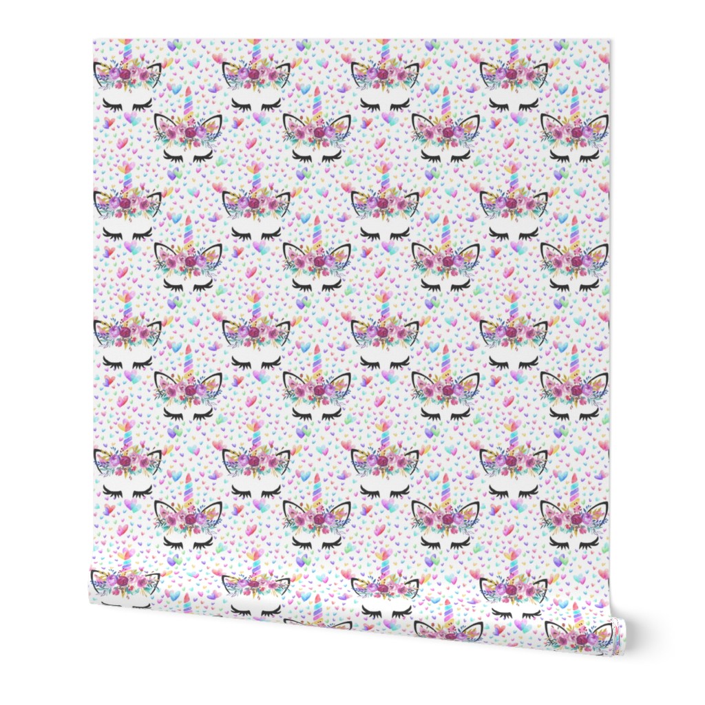 1" Valentines Unicorns white