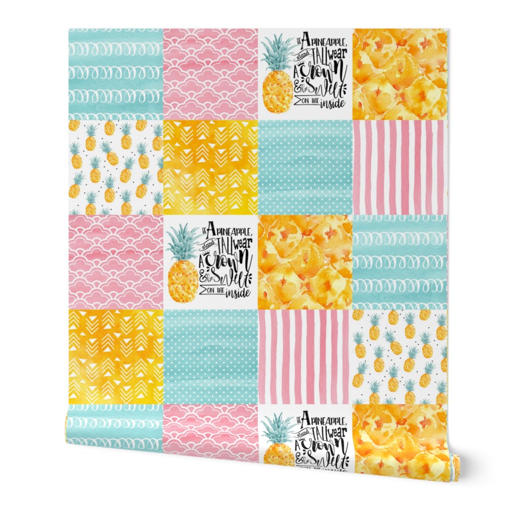 3 inch Watercolor Pineapple - Wholecloth Cheater Quilt