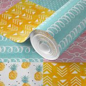3 inch Watercolor Pineapple - Wholecloth Cheater Quilt