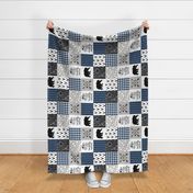 To the Mountains - Wholecloth Cheater quilt - Navy - Rotated