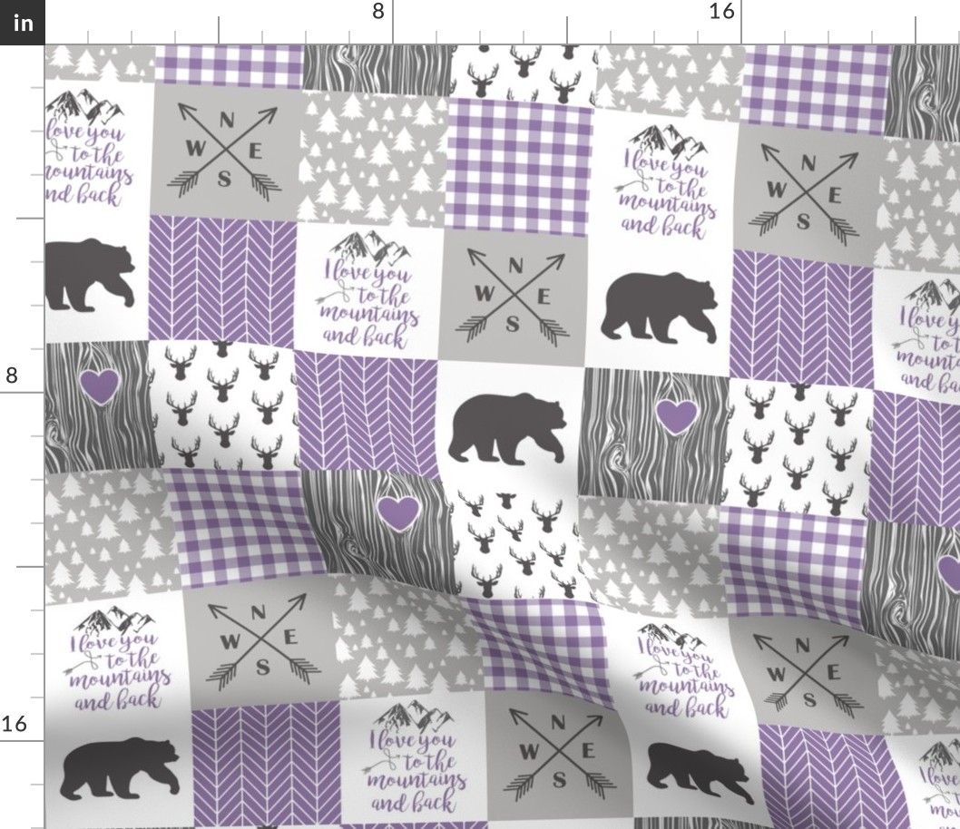 3 Inch To The Mountains - Wholecloth Cheater Quilt - Purple