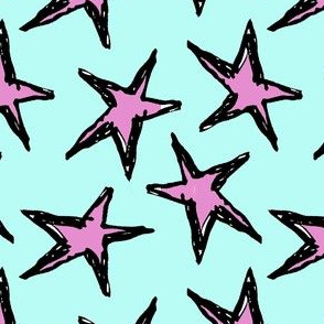 Grunge Stars Ocean Blue/Pink