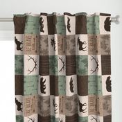 Be Brave Quilt- green and brown - rotated -  moose, bear,  antlers