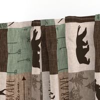 Be Brave Quilt- green and brown - rotated -  moose, bear,  antlers