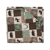 Be Brave Quilt- green and brown - rotated -  moose, bear,  antlers