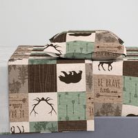 Be Brave Quilt- green and brown - rotated -  moose, bear,  antlers