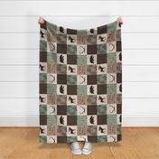 Be Brave Quilt- green and brown - rotated -  moose, bear,  antlers