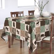 Be Brave Quilt- green and brown - rotated -  moose, bear,  antlers