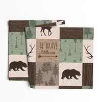 Be Brave Quilt- green and brown - rotated -  moose, bear,  antlers