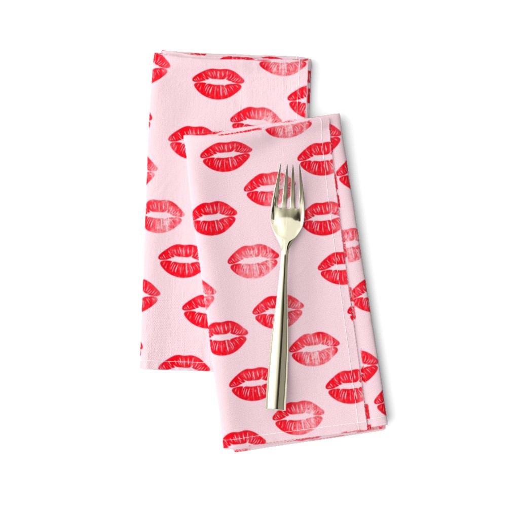 smooches - kisses - red on pink