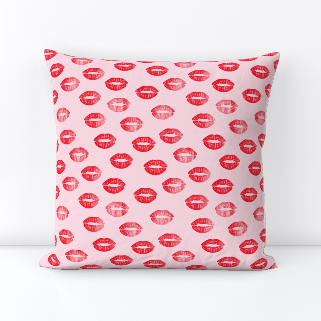 smooches - kisses - red on pink