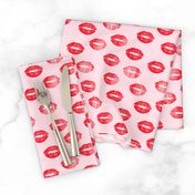 smooches - kisses - red on pink