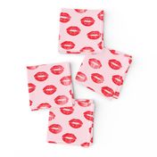 smooches - kisses - red on pink