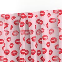 smooches - kisses - red on pink