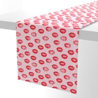 smooches - kisses - red on pink