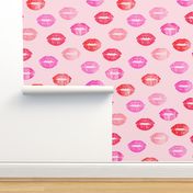 smooches - kisses - multi pink on pink