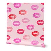 smooches - kisses - multi pink on pink