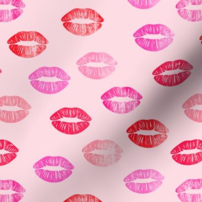 smooches - kisses - multi pink on pink