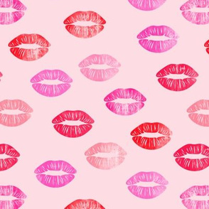 smooches - kisses - multi pink on pink