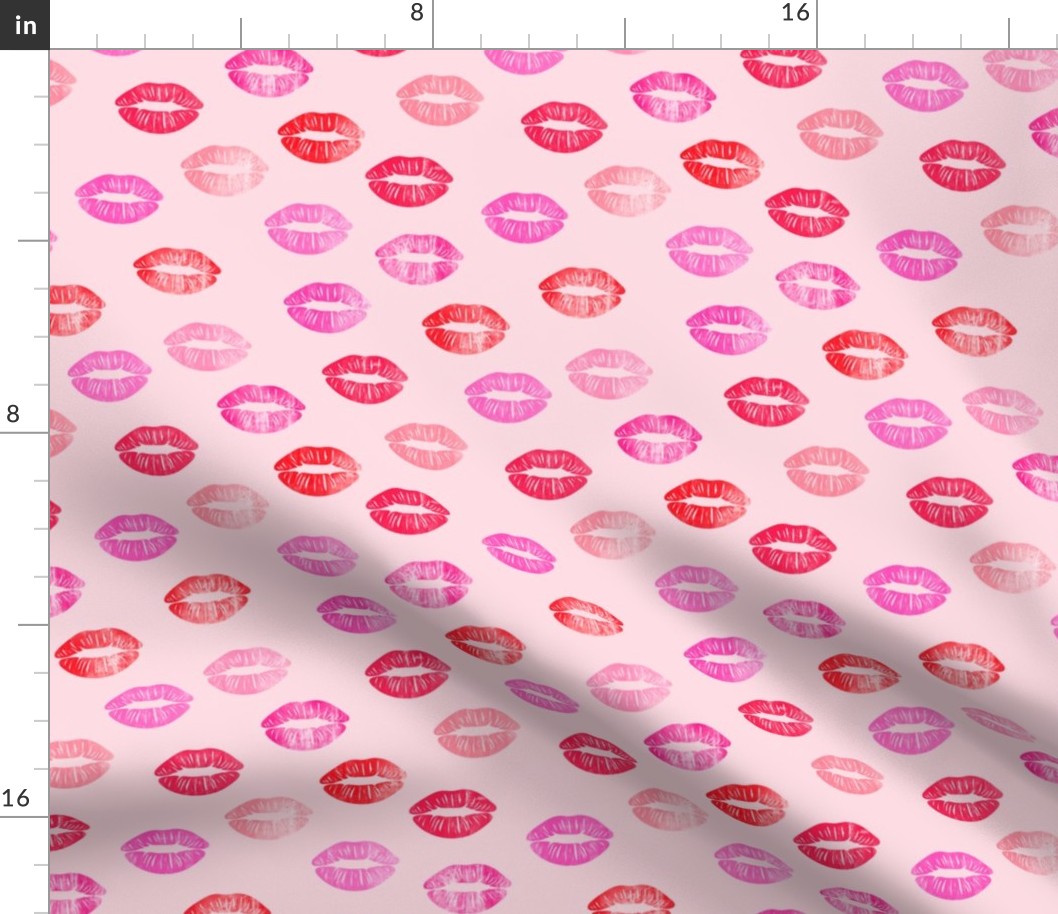 smooches - kisses - multi pink on pink