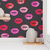 smooches - kisses - multi pink on grey