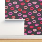 smooches - kisses - multi pink on grey