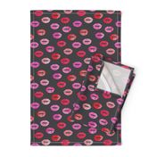 smooches - kisses - multi pink on grey