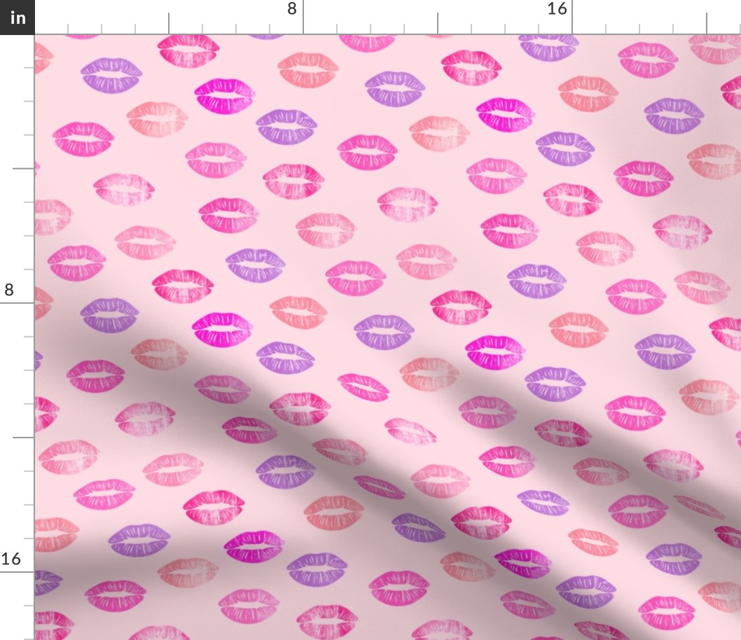  smooches - kisses - multi  on pink