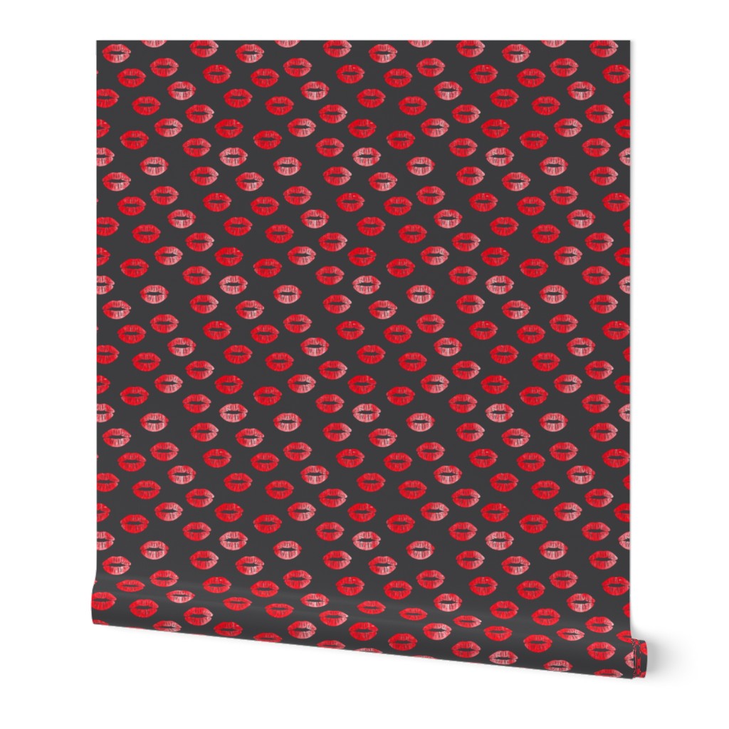 (small scale) smooches - kisses - red on grey