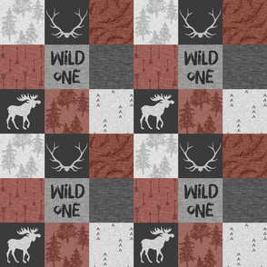 3" Wild One Quilt - burgundy, charcoal, grey 