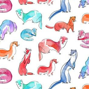 Watercolor Weasels