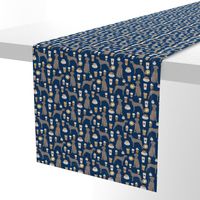 weimaraner dog fabric and coffees - navy (smaller version)