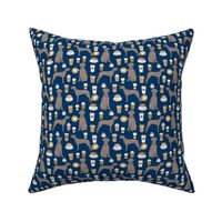 weimaraner dog fabric and coffees - navy (smaller version)