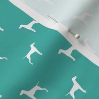 vizsla dog silhouette fabric - turquoise (smaller version)