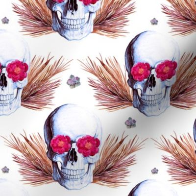 6" Floral Skulls - Bright Pink and Gold