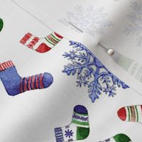 winter wool socks and snowflakes 