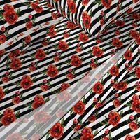 Small // Red Poppies // Black and White Stripes