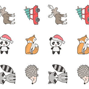 8 inch Fox,hedgehog,christmas car,holiday panda,Moose,Raccoon Pillow Plush Plushie Softie Cut & Sew