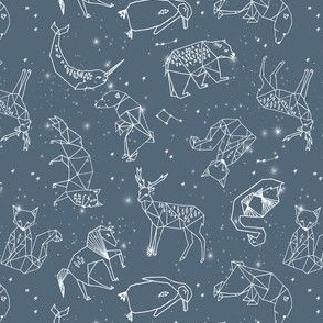 Constellations // animal geometric constellation fabric payne's grey