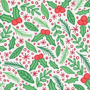 Holly Jolly Christmas Holiday berries red green White