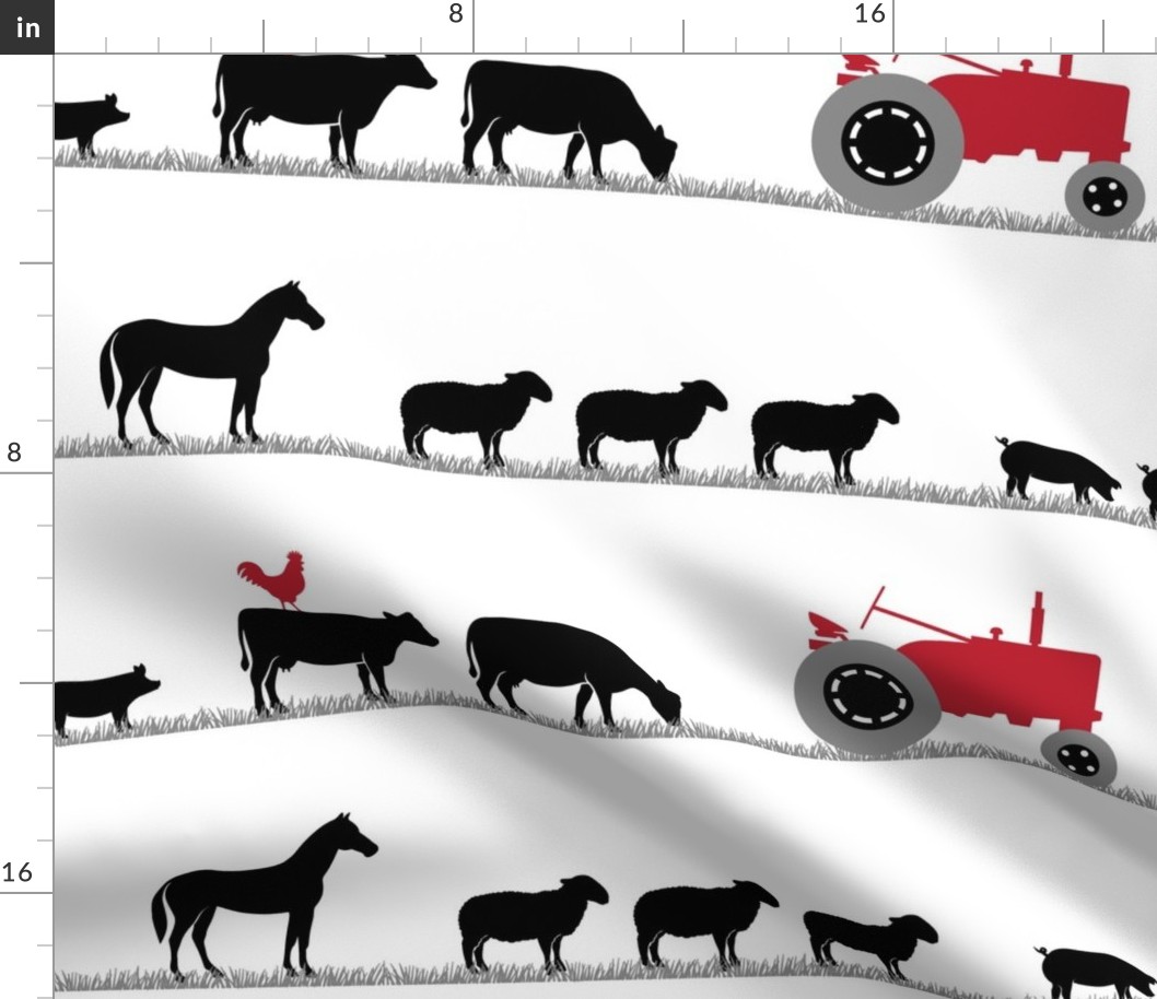 (large scale) farm animals on parade - black and red