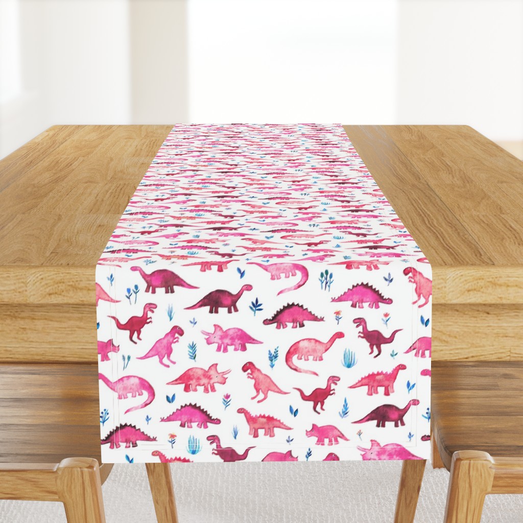 Tiny Dinos in Magenta and Coral on White Large Print